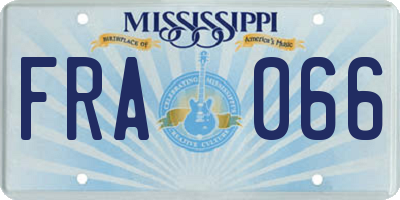 MS license plate FRA066
