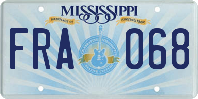 MS license plate FRA068