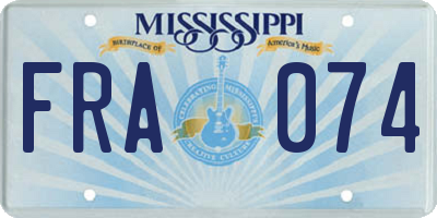 MS license plate FRA074