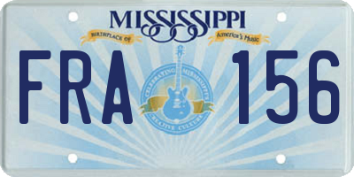 MS license plate FRA156