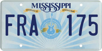 MS license plate FRA175