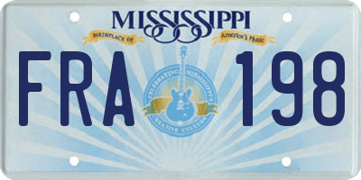 MS license plate FRA198