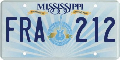 MS license plate FRA212