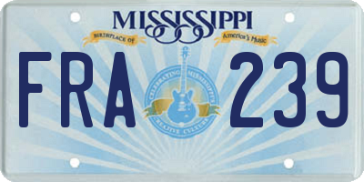 MS license plate FRA239
