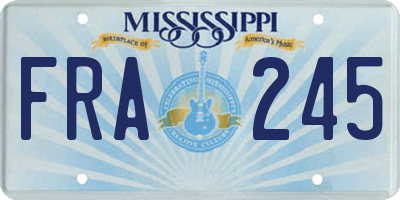 MS license plate FRA245