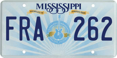 MS license plate FRA262