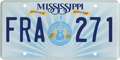 MS license plate FRA271