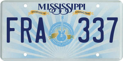 MS license plate FRA337