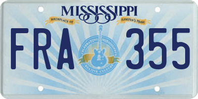 MS license plate FRA355