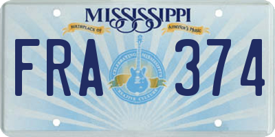 MS license plate FRA374