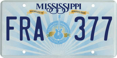 MS license plate FRA377