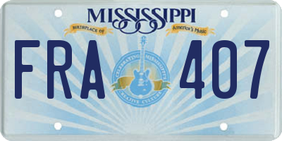 MS license plate FRA407