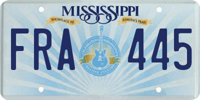 MS license plate FRA445