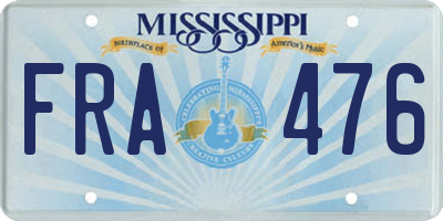 MS license plate FRA476
