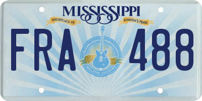 MS license plate FRA488