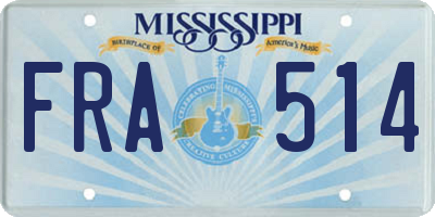MS license plate FRA514