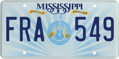 MS license plate FRA549