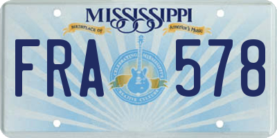 MS license plate FRA578