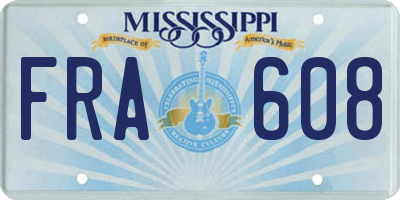 MS license plate FRA608