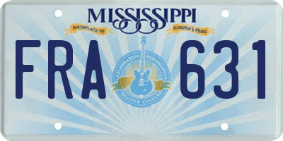 MS license plate FRA631