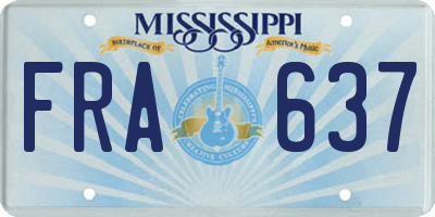 MS license plate FRA637