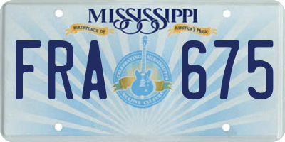 MS license plate FRA675