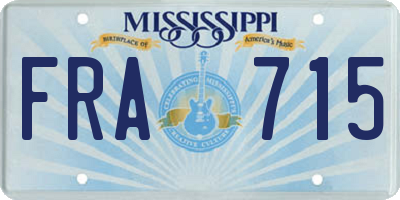MS license plate FRA715