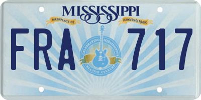 MS license plate FRA717