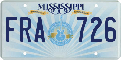MS license plate FRA726