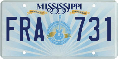 MS license plate FRA731