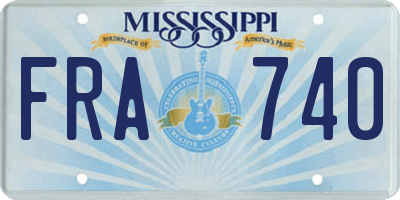 MS license plate FRA740
