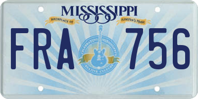 MS license plate FRA756