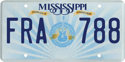 MS license plate FRA788