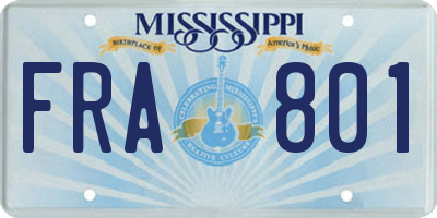 MS license plate FRA801