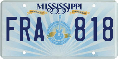 MS license plate FRA818