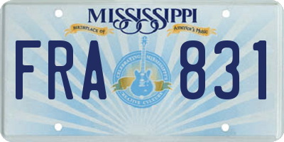 MS license plate FRA831