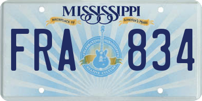 MS license plate FRA834