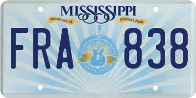 MS license plate FRA838