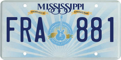 MS license plate FRA881