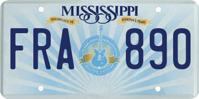 MS license plate FRA890