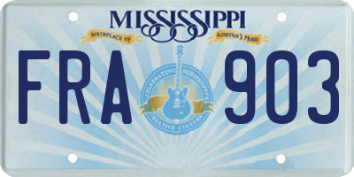 MS license plate FRA903