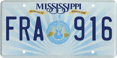 MS license plate FRA916