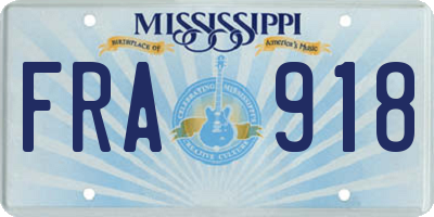 MS license plate FRA918