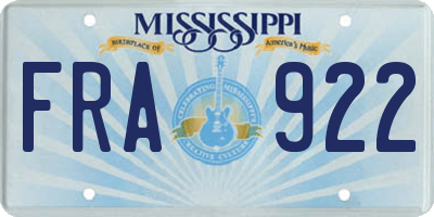 MS license plate FRA922