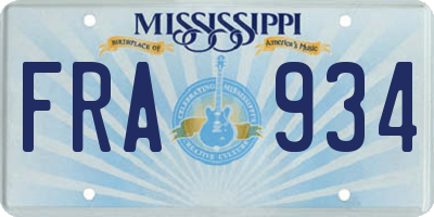 MS license plate FRA934