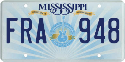 MS license plate FRA948