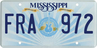 MS license plate FRA972