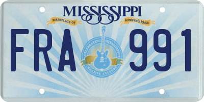 MS license plate FRA991