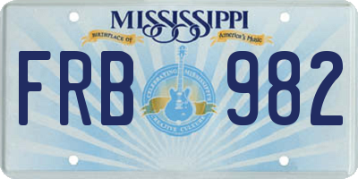 MS license plate FRB982