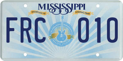 MS license plate FRC010